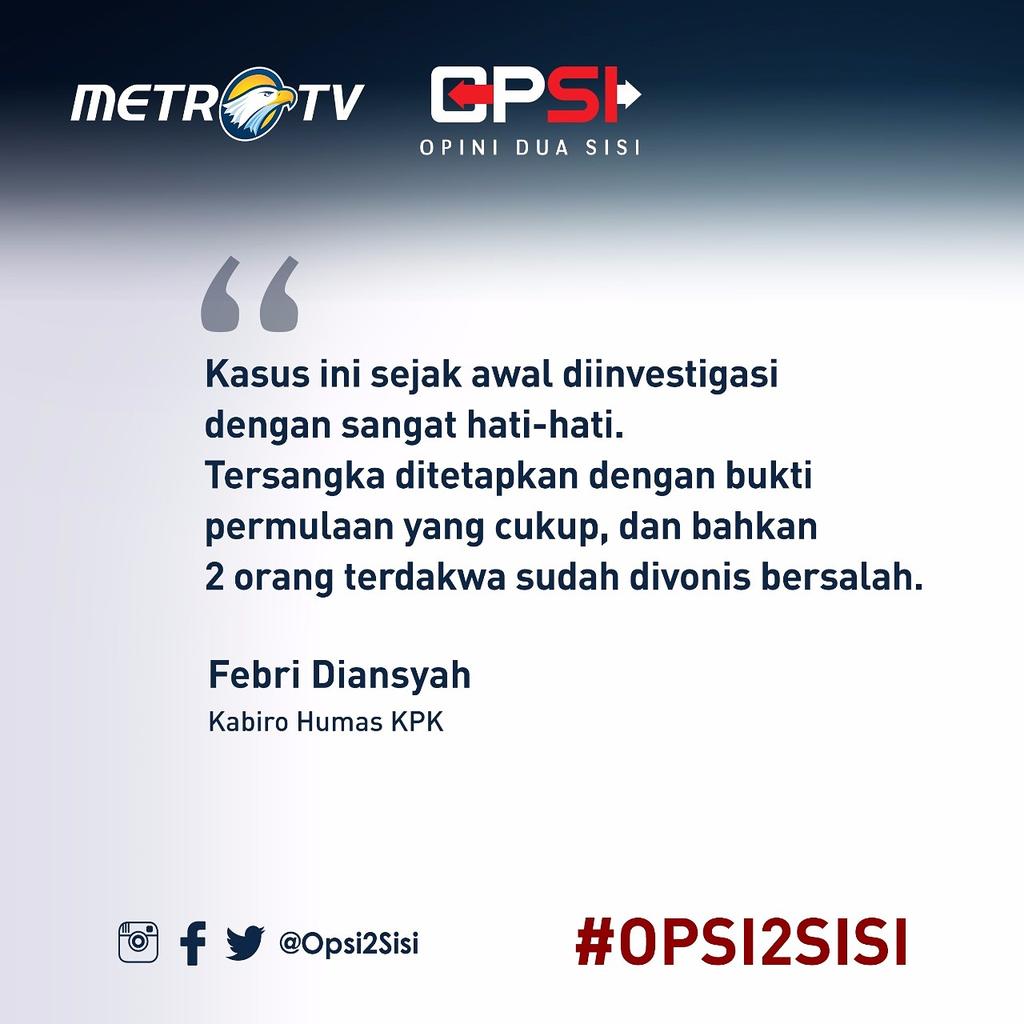 Febri Diansyah menegaskan kasus KTP elektronik sudah diproses sesuai hukum sejak awal.

Bagaimana pendapat Anda?

Jangan lewatkan #OPSI "MANUVER SETNOV" Senin (20/11) pukul 20.05 WIB #LIVE <a href="/Metro_TV/">METRO TV</a> <a href="/Aviani_MetroTV/">Aviani Malik</a>