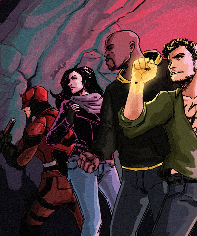 zachrabarty's tweet photo. Drew #TheDefenders from #marvelcomics #Daredevil #JessicaJones #LukeCage #IronFist https://t.co/5ynbEHxEid