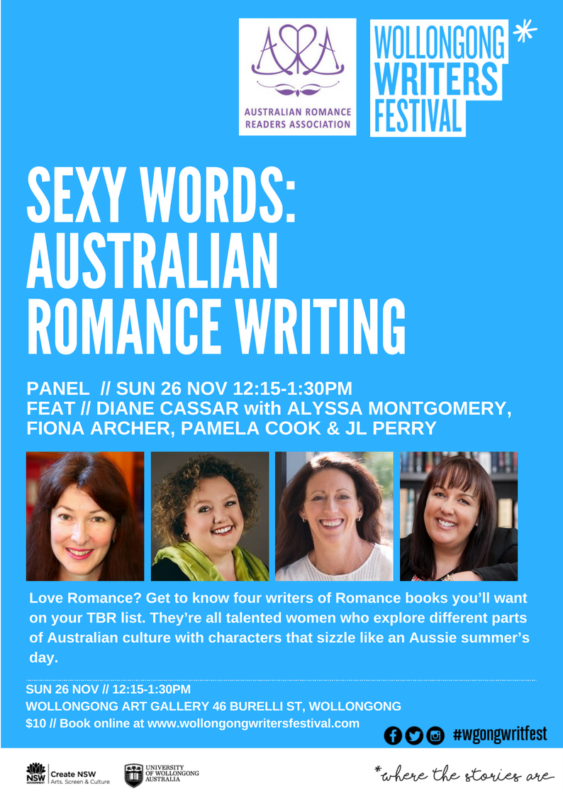 Love Romance? Get to know four writers of Romance books you’ll want on your TBR list at our panel SEXY WORDS: AUSTRALIAN ROMANCE WRITING, featuring Diane Cassar with Alyssa Montgomery, <a href="/Fiona_Archer/">Fiona Archer</a>, Pamela Cook and J.L. Perry. Supported by <a href="/ARRAinc/">ARRA</a> 💋
goo.gl/dpqBwL