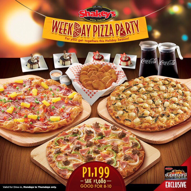 PHShakeys's tweet photo. Exclusive for SuperCard holders! Have a great Weekday Pizza Party! #LetsShakeys https://t.co/MSbHQdRJas