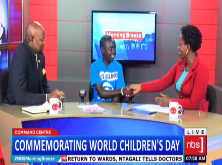 nbstv's tweet photo. Aloni Mercy from Nvepi Refugee Camp is on #NBSMorningBreeze with @mildredtuhaise and @SamsonKasumba for #KidsTakeOver to commemorate #InternationalChildrensDay https://t.co/iXEqn8Jwfe