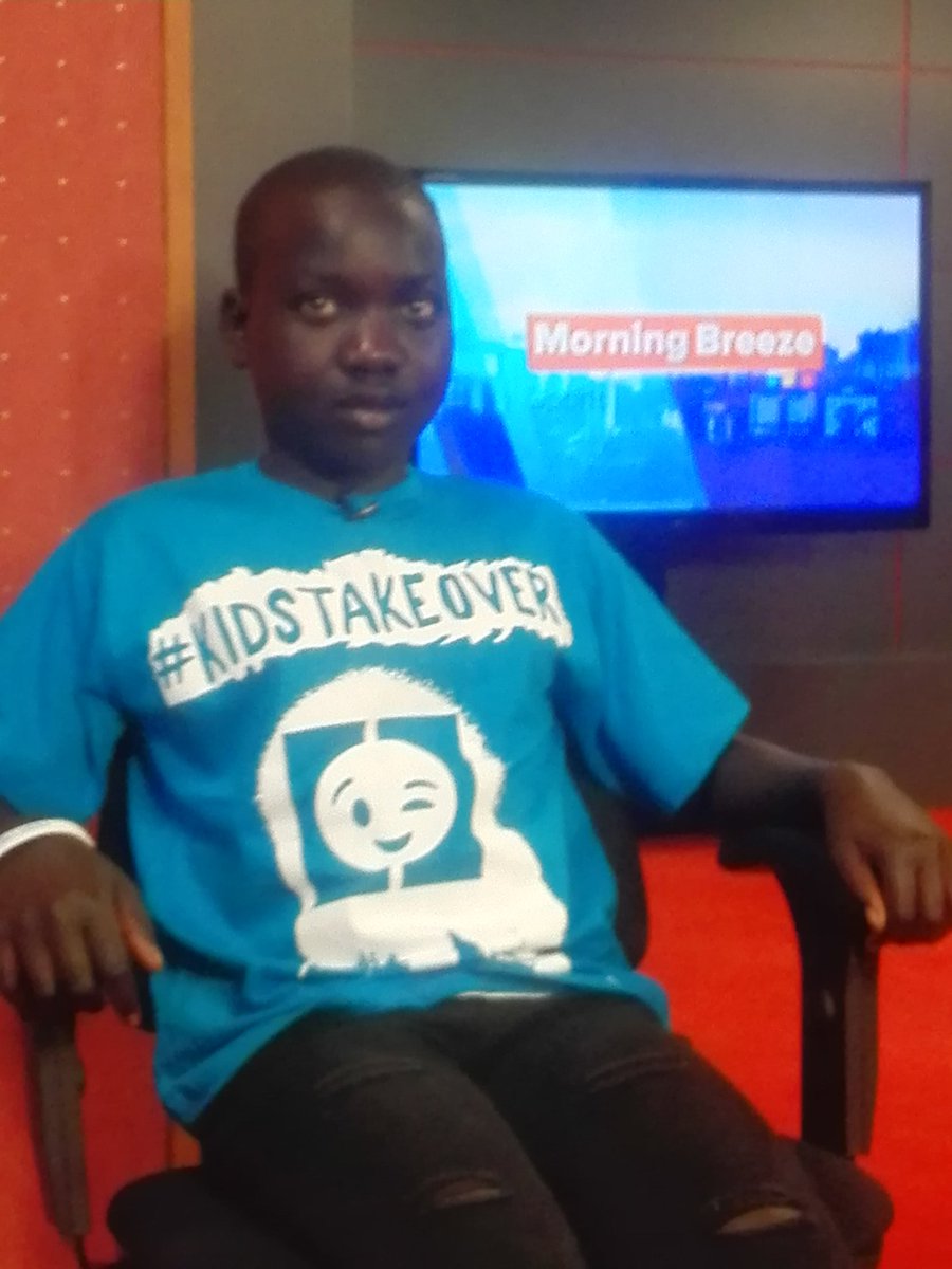 PNMbonye's tweet photo. 13 yr old Mercy Alone meets the @nbstv  CEO, Kin Kariisa before she goes live on morning breeze. #WCD #KidsTakeOver https://t.co/Hue3l32R6b