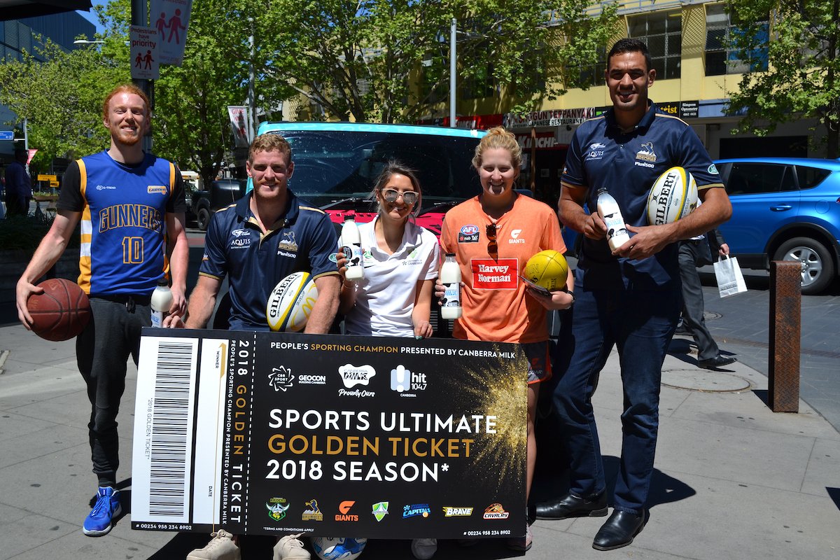 SportandRecCBR's tweet photo. Tune into @KristenAndWilko on @canberramix tomorrow morning between 8am - 9am to find out who win's the @canberra_milk Golden Ticket #CBRSportingChamp #luckyvoter https://t.co/DIryqTuxYK