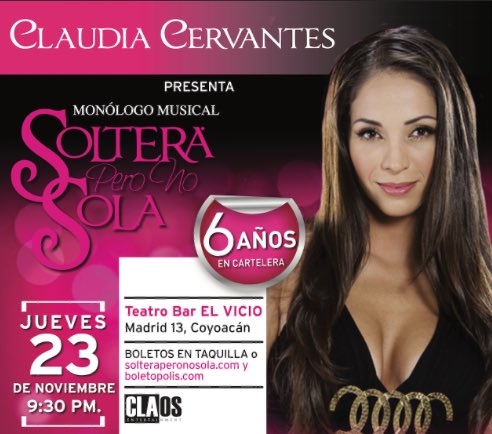 Cervantesclau's tweet photo. Este jueves 23 de Noviembre, 9:30pm los espero en la última función de la temporada @SPNSOficial @elvicioteatro ¿quien me acompaña? Boletos con descuento en mi tienda oficial https://t.co/KOFYH3TzPp con la participación especial de @_marcomore 🎭🎼 https://t.co/j909SJ5LSQ