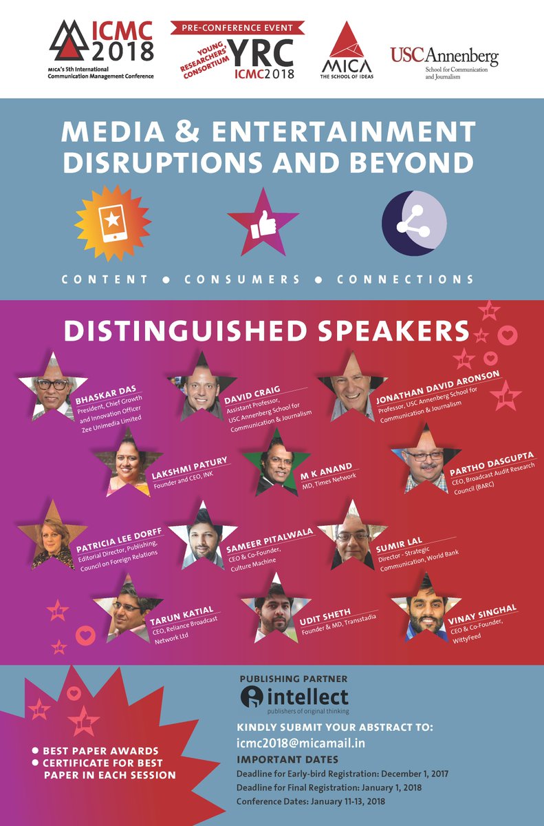 MICAICMC's tweet photo. @MICA_Ahmedabad is all geared up for its upcoming international conference #ICMC2018 Do not forget to register to be a part of the most awaiting #academicconference of the year 2018! @falgunivasavada @PreetiShroff1 @darshanTdarshan https://t.co/hD22DBVibe