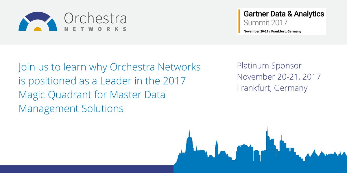 orchestramdm's tweet photo. We’re platinum sponsor of #gartnerda, starting today in Frankfurt. Stop by our booth to learn about our multidomain #MDM software https://t.co/1eSrNmIyh4