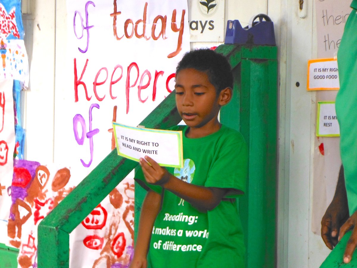 Happy Universal Children's Day! Children enrolled at BbP's libraries for literacy classes are advocating for all children to have the right to an education. #UniversalChildrensDay #PapuaNewGuinea