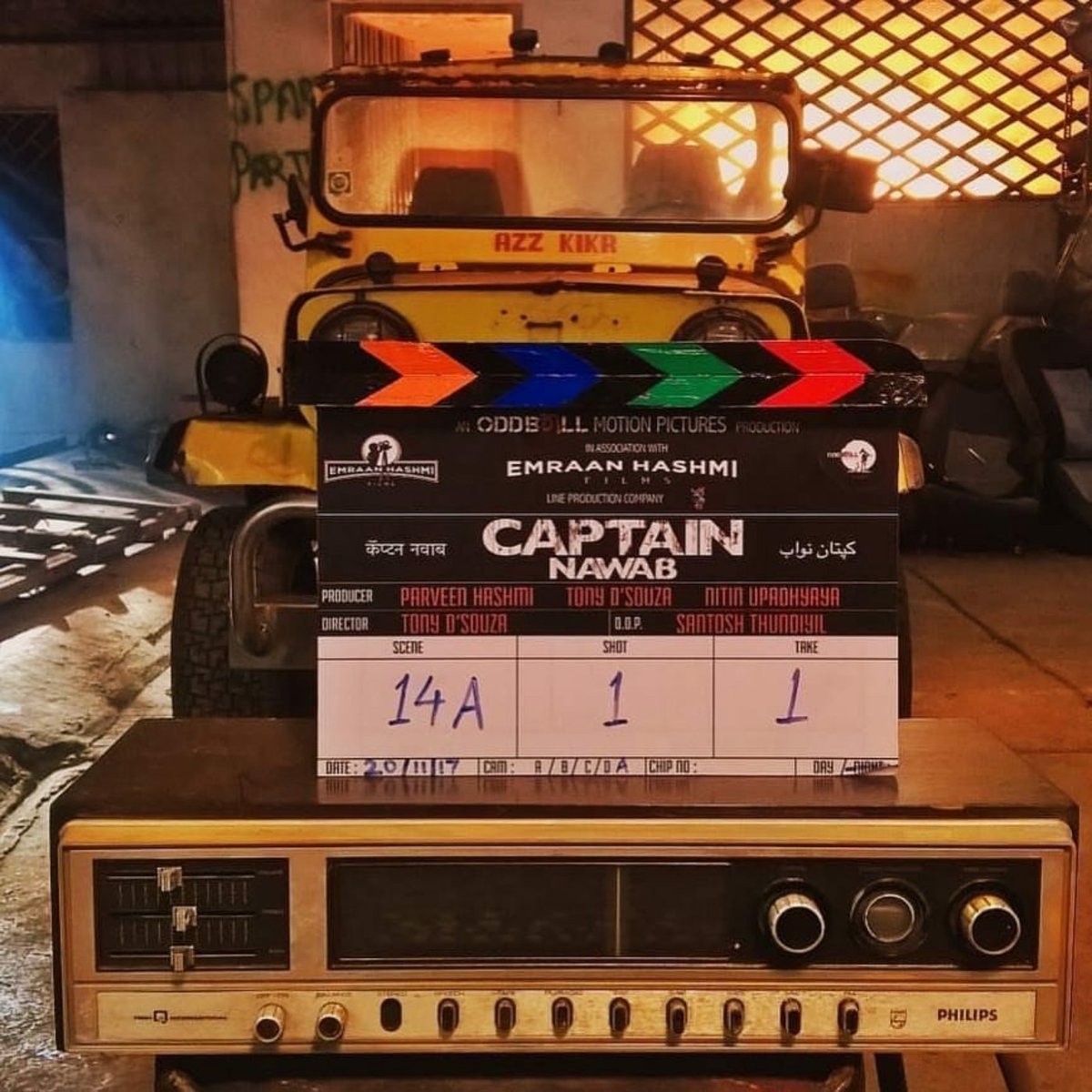 emraanhashmi's tweet photo. And it begins!! .. #CaptainNawabShootbegins https://t.co/peOtiQ25ob