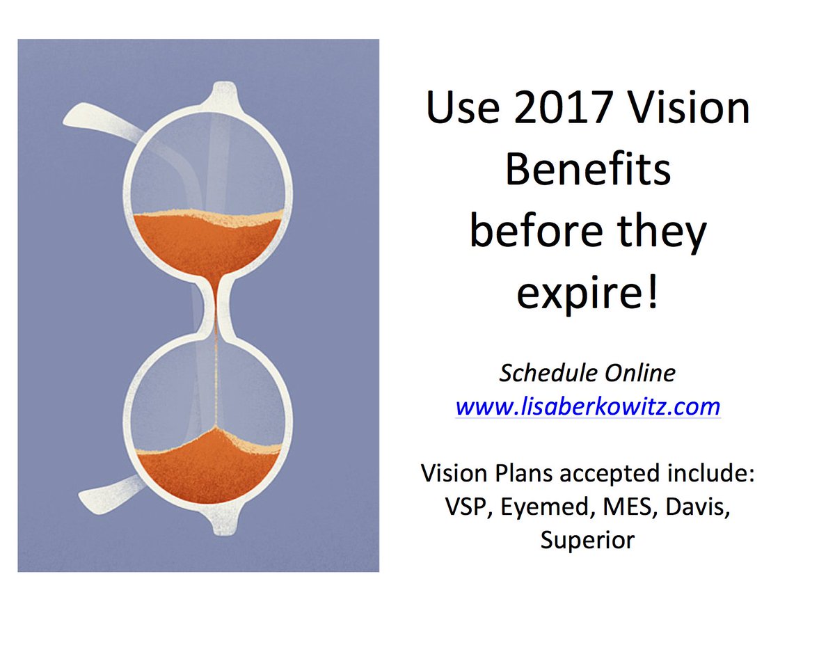 LisaB_Optometry's tweet image. Never had an eye exam? Time for your vision re-check? It's a great time to use your 2017 vision insurance benefit. Appointments available Friday/Saturday after Thanksgiving. New patients always welcome! 650-618-4220 info@lisaberkowitz.com
