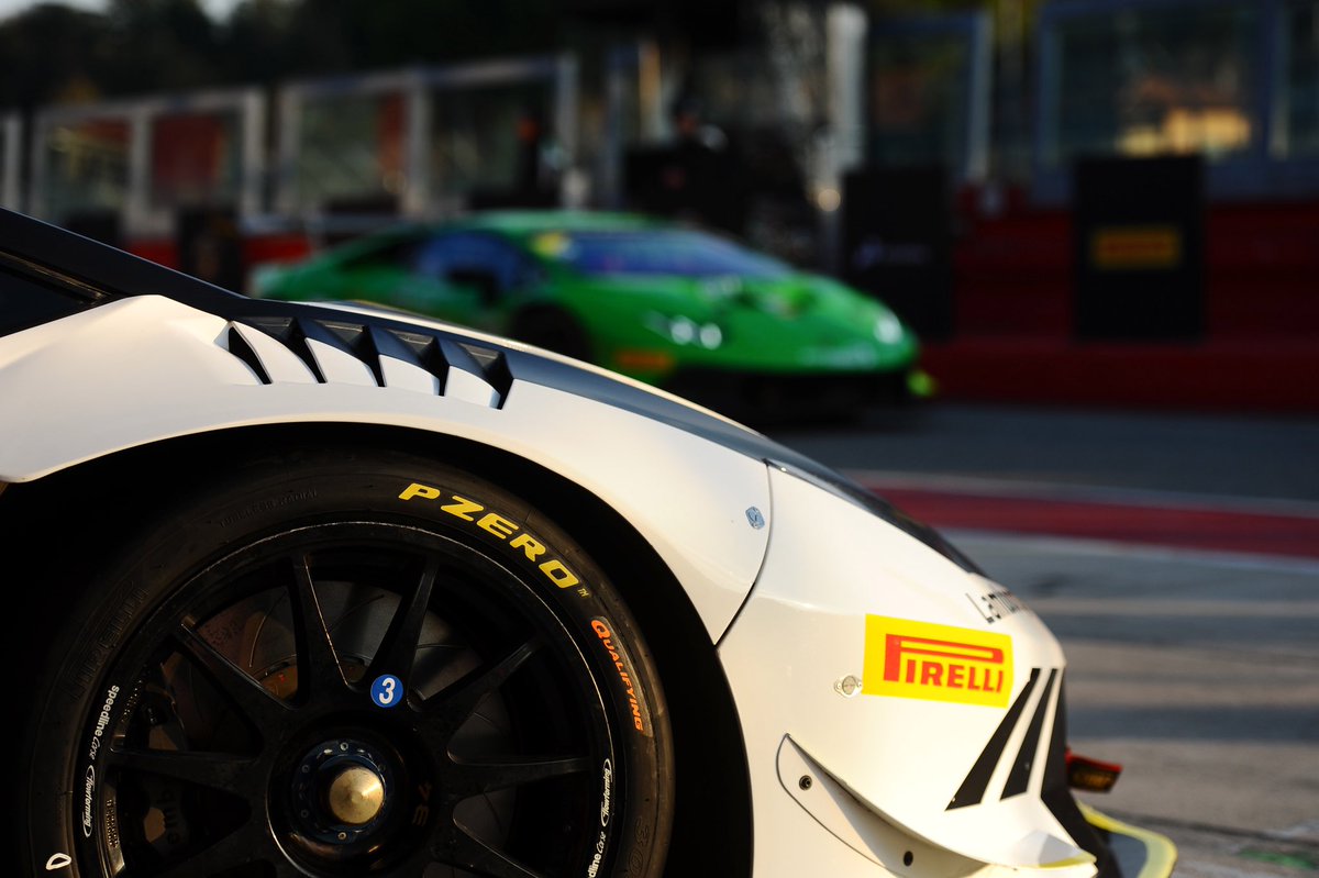 pirellisport's tweet photo. What a lovely sight #LamboFinal lineup! (side view looks great too) #PZero #Fit4GT #SuperTrofero https://t.co/Cuo0tq3c2e