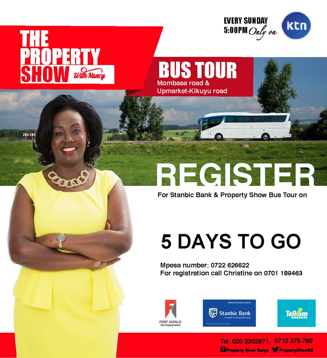 PropertyShowKE's tweet photo. Do you want to get insider information on the property market?
Book your place on the bus tour today at only Kshs 1,000.
#PropertyShowTour
#StanbicBankxPropertyShow
#NovemberBusTour https://t.co/a0PNDTYf0D