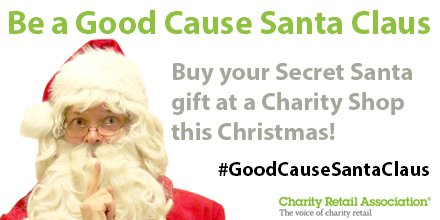 CharityRetail's tweet photo. Will you be a #GoodCauseSantaClaus? Join in with your workplace and buy your Secret Santa gift at a charity shop this Christmas! Read more: https://t.co/OSNI29pgV2 https://t.co/zEADqxiLPu