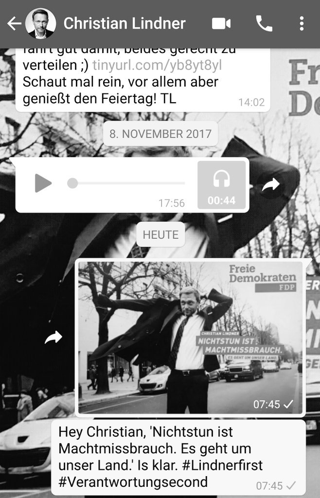 Storch_i's tweet photo. Meine Nachricht an @c_lindner nach dem Abbruch der #Sondierungen zu #Jamaika durch die @fdp. Natürlich im schwarz-weiß CD, damit er es als neues Plakat verwenden kann. #Lindnerfirst #Verantwortungsecond https://t.co/hHvMGO3cfe