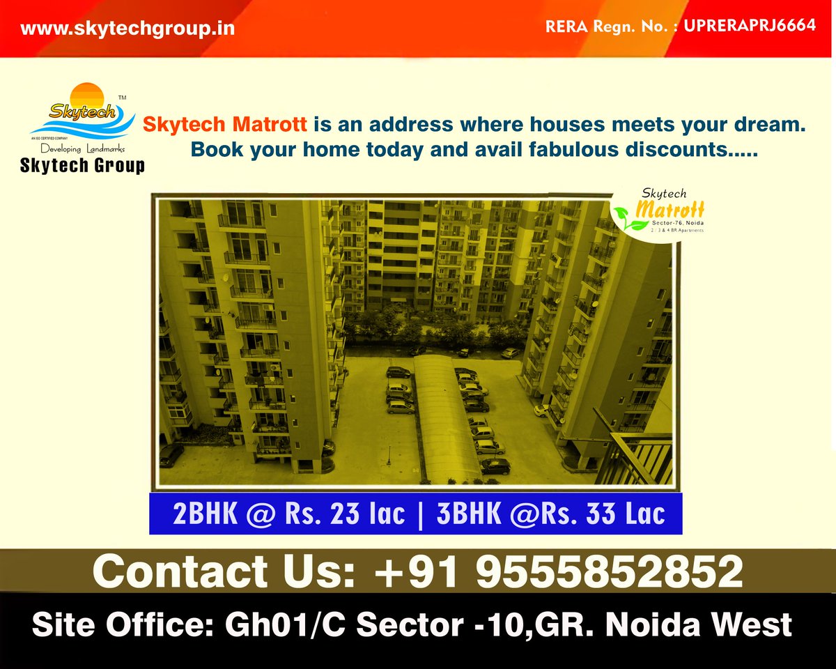 Skytechproperty's tweet photo. #Skytech #Matrott is an address where houses meets your dream.
Book your home today and avail fabulous #discounts..... 
#Call :9555852852 https://t.co/T2mbGGtyNJ