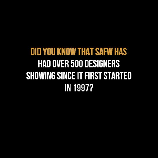 safashionweek's tweet photo. Did you know that #SAFW has had over 500 designers showing since it first started in 1997? #MondayMemories #20YearsOfFashion #20YearsOfHistory https://t.co/kmhJng8xiU