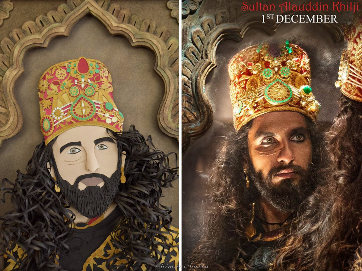 batra15himani's tweet photo. When I saw @FilmPadmavati poster I had the urge to recreate it in paper &amp; it was worth the time and effort.
P.S : No controversy can take the creativity out of an artist.

@RanveerOfficial @SLBhansali_ @deepikapadukone @shahidkapoor 
#Padmavati #RanveerSingh #SanjayLeelaBhansali https://t.co/lv5wXGY8WT