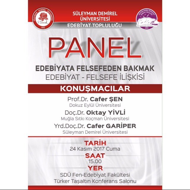 sduedebiyat's tweet photo. Edebiyat Topluluğu olarak hazırladığımız panelimize davetlisiniz. 

#DokuzEylülÜniversitesi
#SüleymanDemirelÜniversitesi
#MuğlaSıtkıKoçmanÜniversitesi https://t.co/0lEV1uQSKJ