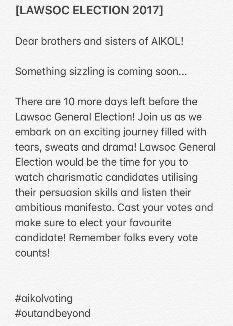 iiumlawsoc's tweet photo. [LAWSOC ELECTION 2017] https://t.co/sWVnL2ZHOV
