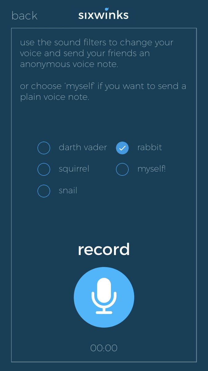 6winks's tweet photo. Send voice notes to your friends without them knowing it’s you! Why not try the ‘rabbit’ filter! #funwithwinks https://t.co/Lt9Clj5cin https://t.co/WUKlIOjbEJ