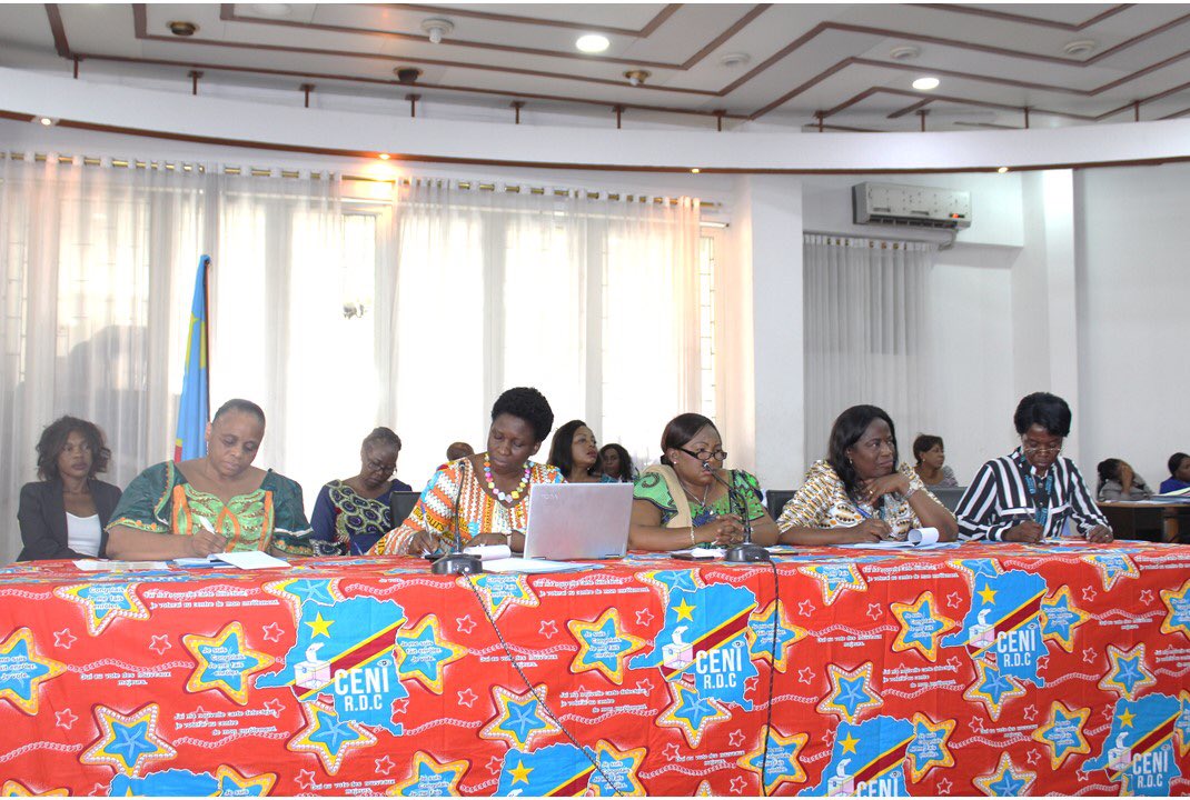 FatouGiwa's tweet photo. Happening now #Genre et Election, Atelier d'actualisation du plan de mise en oeuvre de la stratégie Genre et Élection de la CENI #ONU Femmes #MINGENRE #CENI #PACEC/PNUD #MONUSCO https://t.co/J64s7v8dh9