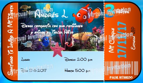 VirtualInvitat2's tweet photo. Llegó #lunes #20Nov y el equipo de #virtualinvitation te trae una nueva #invitaciondigital hoy con el pez mas querido #nemo para los pequeños de la casa. https://t.co/LDMP9fkM04