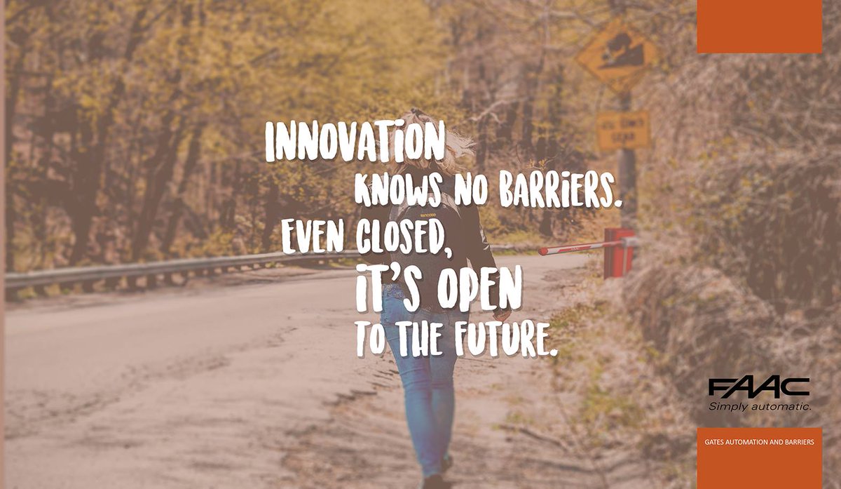 #innovation is one of the most important tools in a business.
"Innovation knows no barriers. Even closed, it's open to the future."

#faac #faacbenelux #automation #automaticdoors #future #quote #quoteoftheday