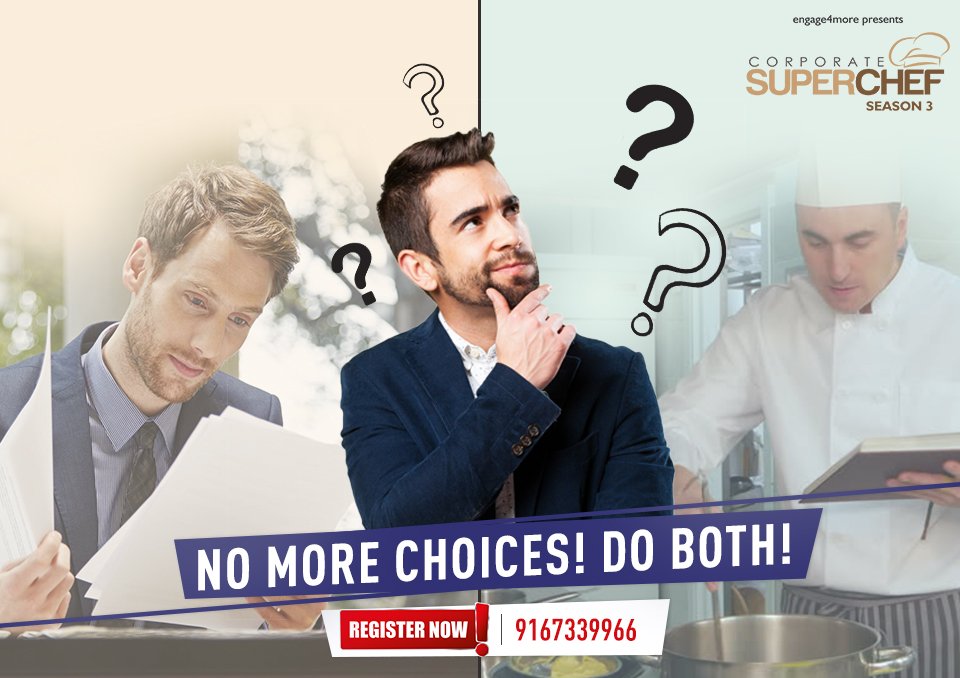 corpsuperchef's tweet photo. Ever wondered that you will have to choose between reading recipe books &amp; reading report? Why to choose between your passion. Make the best of both the worlds. #CSCSeason3 is here. Register now!
For registration details, call 9167339966 or write to mukul.mehta@engage4more.com. https://t.co/FosENp5y5w