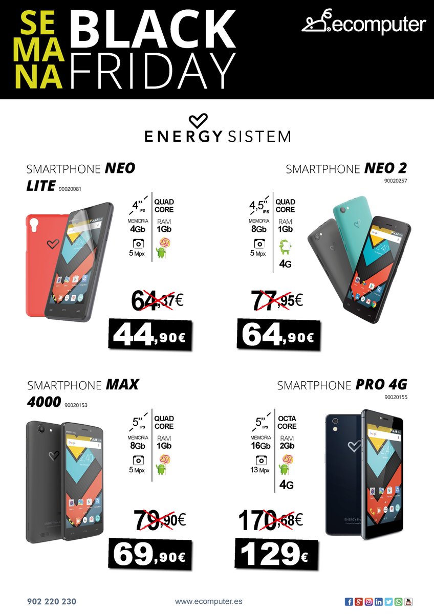 Ecomputer_'s tweet photo. ¡COMIENZA LA SEMANA #BLACKFRIDAY ECOMPUTER! Hoy te desvelamos las ofertas en #smartphones 📱#EnergySistem #BQ Hazte con el tuyo en #TiendasEcomputer y adelántate a las navidades! #BlackFridayEcomputer https://t.co/42e8jOpC3y