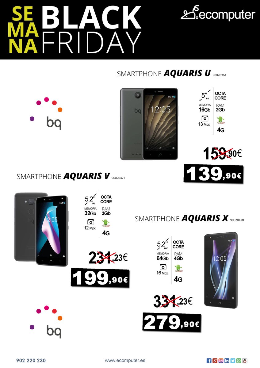 Ecomputer_'s tweet photo. ¡COMIENZA LA SEMANA #BLACKFRIDAY ECOMPUTER! Hoy te desvelamos las ofertas en #smartphones 📱#EnergySistem #BQ Hazte con el tuyo en #TiendasEcomputer y adelántate a las navidades! #BlackFridayEcomputer https://t.co/42e8jOpC3y
