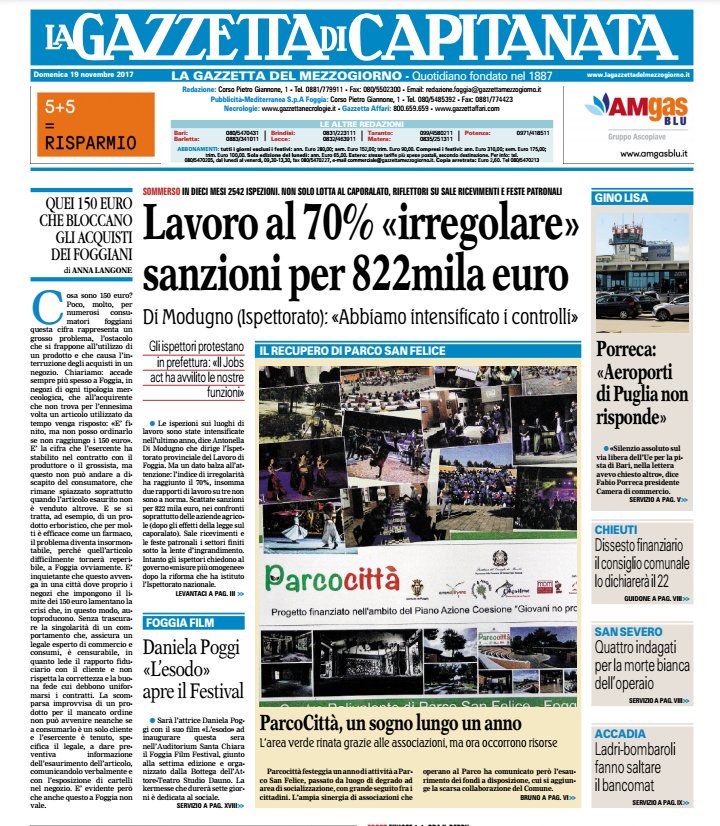 Il 70% dei rapporti di lavoro è irregolare.
2 aziende agricole su 3 violano i diritti dei propri dipendenti.
(Fonte: ispettorato del lavoro di Foggia).

Il lavoro irregolare in Italia è la prassi.
<a href="/LeograndeAle/">Alessandro Leogrande</a> <a href="/robertosaviano/">Roberto Saviano</a>