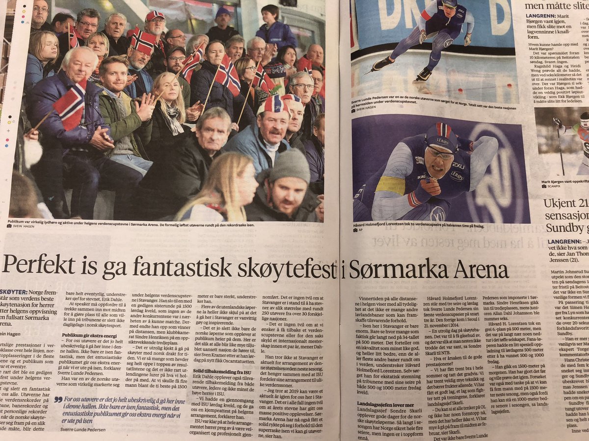 World Cup skøyter: Det var ikke bare isen som var perfekt i Sørmarka Arena i helgen. Alle bidro: ISU, NSF, utøverne, ledere, klubben, de frivillige, Folkehallene, publikum. En fantastisk helg. Takk!  Velkommen igjen! <a href="/SkoyteNorge/">SkøyteNorge</a> <a href="/SormarkaArena/">Sørmarka Arena</a> ,