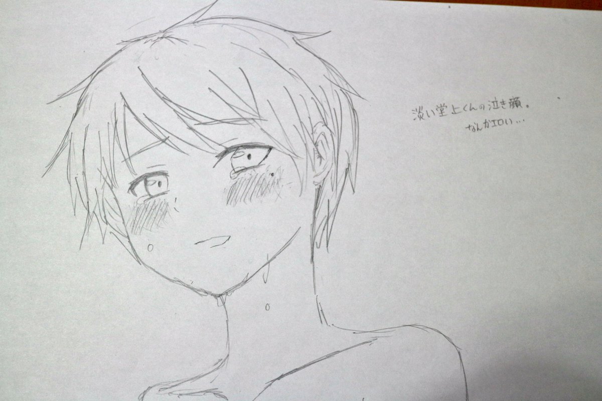 桜田なな 美大受かった 淡い堂上くんの泣き顔 このアングル初めてっそしてイケメン そんな顔されたら困るんですけど 創作キャラ オリキャラ 堂上陽喜 アナログ絵 中学生でこれは上手い方だと思うならrt押し