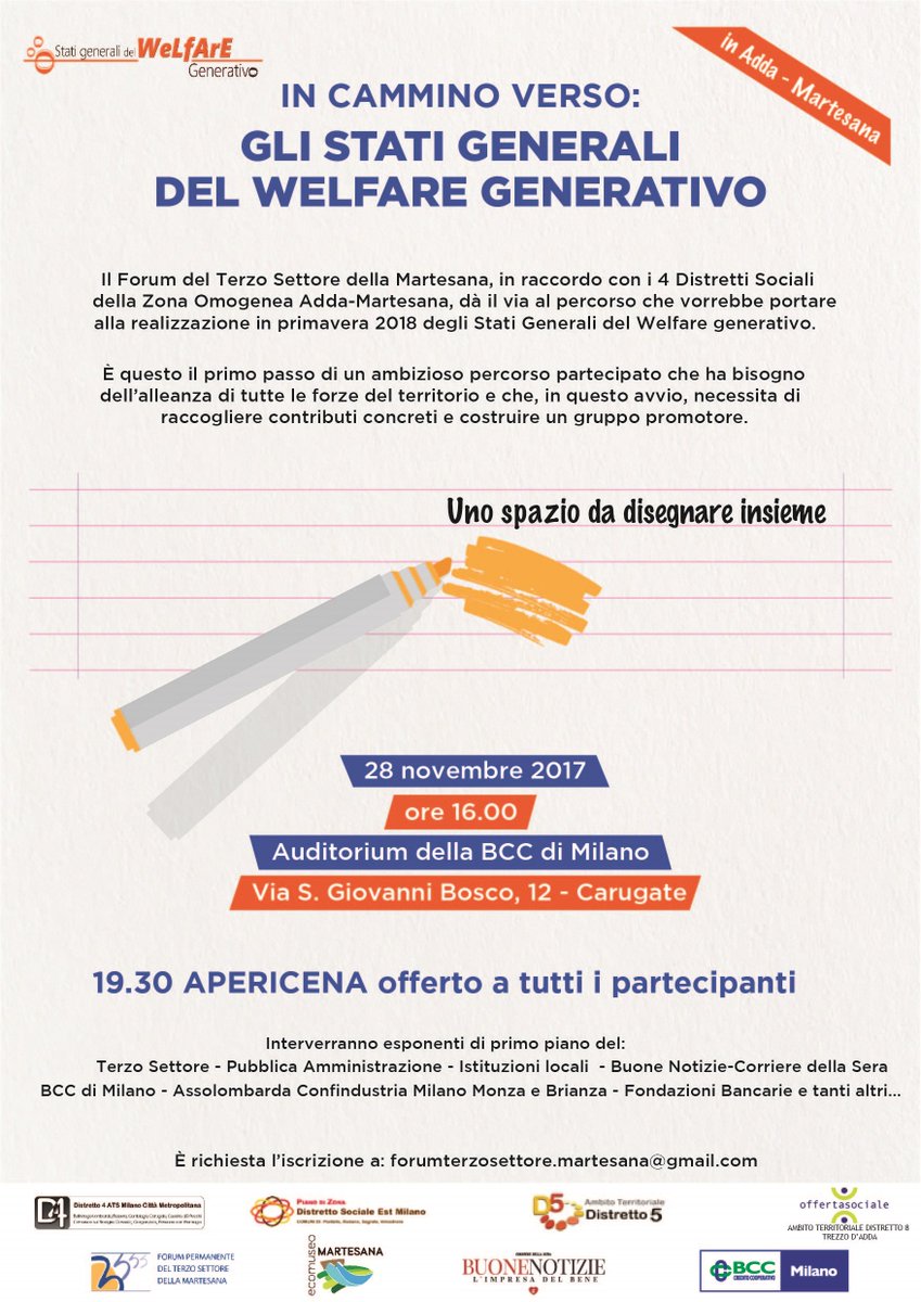 MelogranoOnlus's tweet photo. #SegnaLaData 28.11 "In cammino verso gli #statigenerali del #welfaregenerativo".
Un percorso partecipato promosso dal Forum del #Terzosettore della #Martesana in collaborazione con i distretti sociali del territorio. @CorriereBN @Assolombarda @BCC_Milano https://t.co/2TeC911oBw