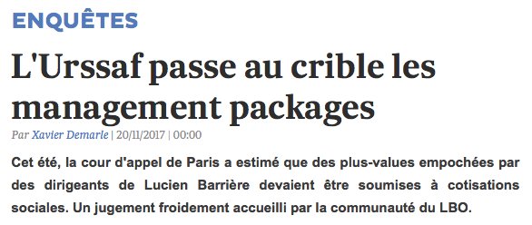 FrMoulins's tweet photo. Quoi de neuf dans le #LBO? Une décision de #Urssaf qui ouvre la jurisprudence des #ManagementPackages via @CapitalFinance https://t.co/0sVkwBpp3A https://t.co/5b0cTi6bUo