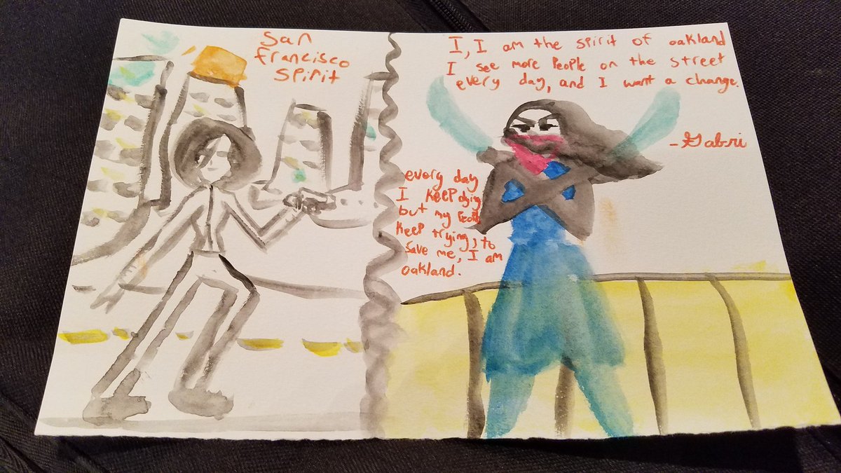 OakParkDrew's tweet photo. 'I am the spirit of Oakland.
I see more people on the street everyday, and I want to change.
Everyday I keep dying but my people keep trying to save me.
I am Oakland.'
-Gabri 9 yrs old #realoaklandgrown #oaklandgrit #processingpain https://t.co/nq2cRFR33R