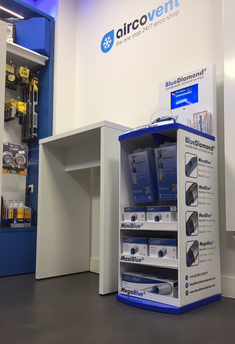 BlueDiamondPump's tweet photo. Big thanks to @Aircovent for sending in there picture of the new floor stand unit with the #MicroBlue condensate pump on display. #bluediamond #FSDU #aircovent https://t.co/zKCjAXydq3