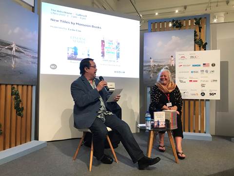 monsoon_books's tweet photo. Just catching up with our lovely authors from their @sgwritersfest launches earlier this month! Great event with talented authors discussing their books. #FindingMaria #TheManWhoWoreHisWifesSarong https://t.co/Tys2dMq79Z