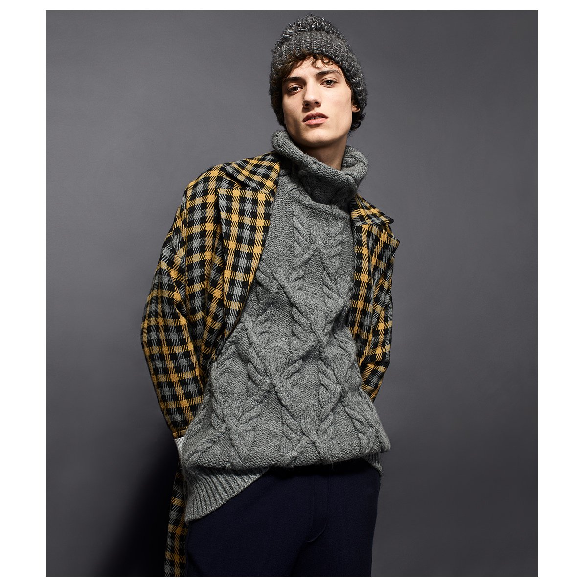 zara チェック コート