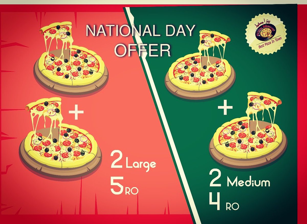 pizzamuscat's tweet photo. #pizza_muscat 
#nationa_day_offer 
#best_pizza_offer 
#try 
#taste https://t.co/vRULlcBDo0