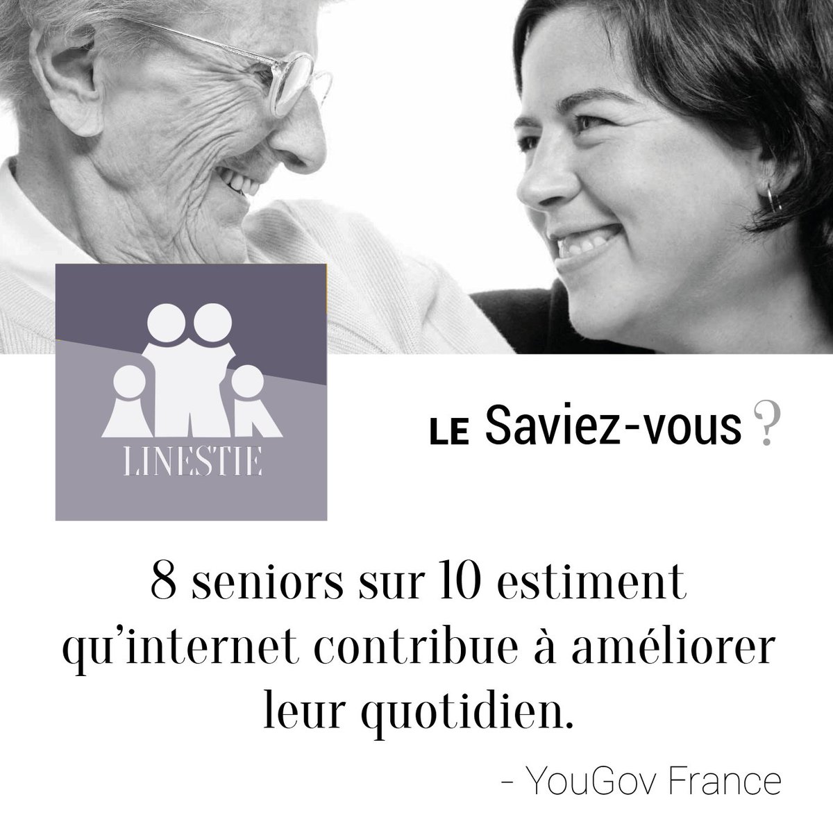 appli_linestie's tweet photo. "8 #seniors sur 10 estiment qu'#internet contribue à améliorer leur quotidien."@appli_linestie #silvereco https://t.co/d3Brt5AgDd