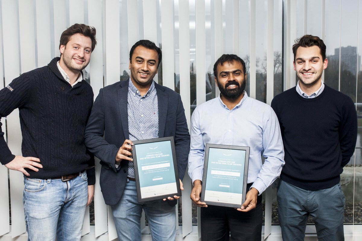 CondorScan's tweet photo. Congratulations to Dr. Chintan Gandhi &amp; Dr. Unmesh Khanvilkar for completing the Condor CAD/CAM and intra-oral scan training.
Next step is the Condor Mentor certificate! 

▶️ Visit https://t.co/ttPALISfau 
for more info about the Condor Mentor Program 

#CondorScan https://t.co/WYvslvh1Lh