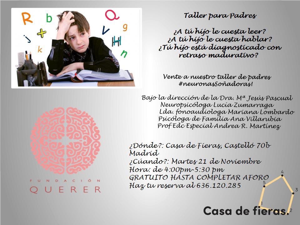 superbruu's tweet photo. Aún estás a tiempo de inscribirte en el taller para padres que se impartirá mañana por la tarde #NeuronasSoñadoras @FundacionQuerer https://t.co/wh0bbq7lnh