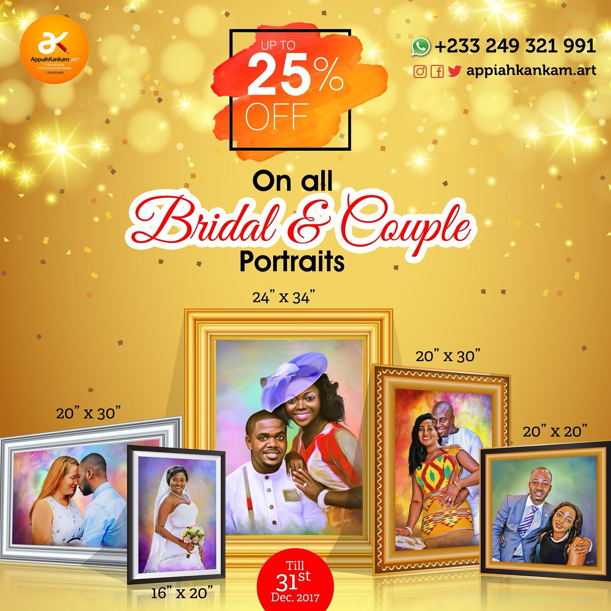 Ahuofehene's tweet photo. X'mas is just around the corner 📞WhatsApp @AppiahKankam  +233249321991 &amp; get up to 25% discount on your Bridal or Couple portraits. Offer runs till Dec 31st, 2017. https://t.co/8XnUdOM0Qq