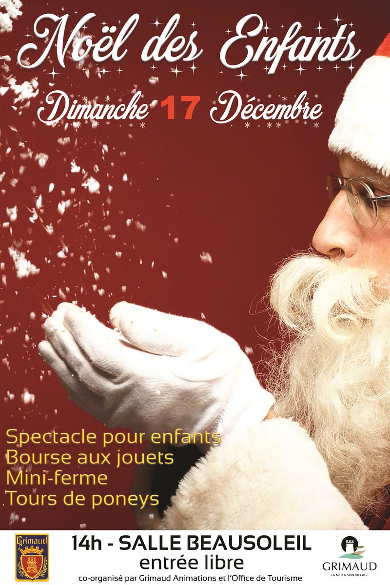 grimaudtourisme's tweet photo. Ce dimanche 17/12 Bourse aux #jouets et #Noel des enfants à #Grimaud
#Animation avec mini ferme, tour de poney, arrivée du Père Noël... 🎄 https://t.co/F66b9TIfrc