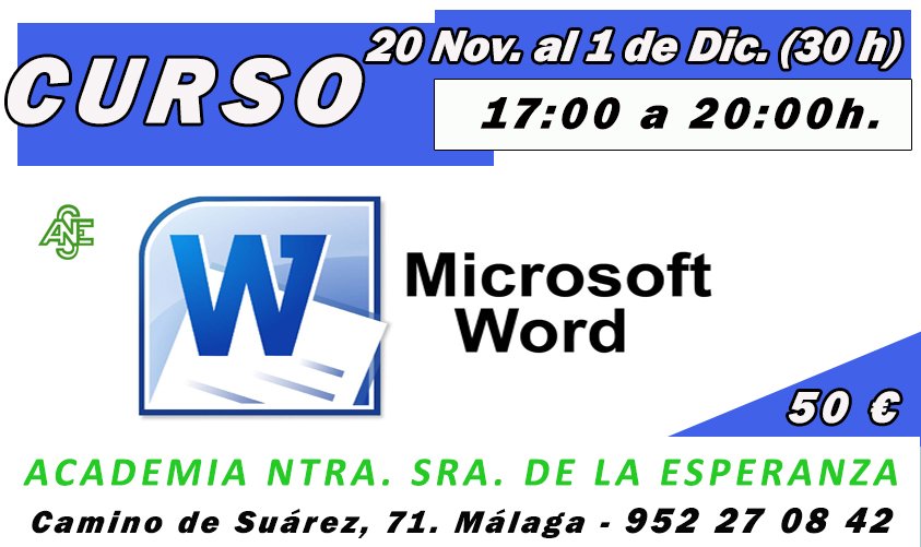 Cursos_Malaga's tweet photo. #CURSO DE WORD!
Aprende y conoce los pasos básicos para usar #Word 2010
https://t.co/4zzIRsHbr3
¡ÚLTIMAS PLAZAS!
#malaga #office #microsoft https://t.co/XPvXzxOSIr