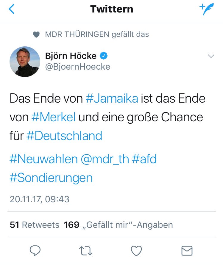 Dem MDR gefällt, dass Höcke das Ende von Merkel feiert. Aha.