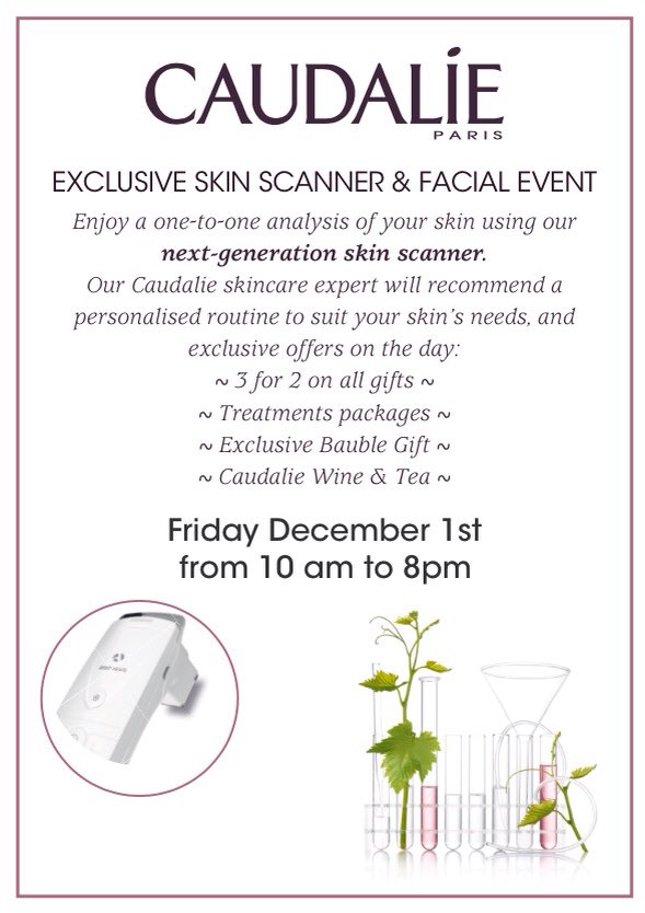 VerulamiumSpa's tweet photo. Contact the spa team to book a complementary skin scan appointment 01727 736087 #caudalie #skinscan #event #shopping #Christmas #StAlbans https://t.co/eYJ5YSCUSz