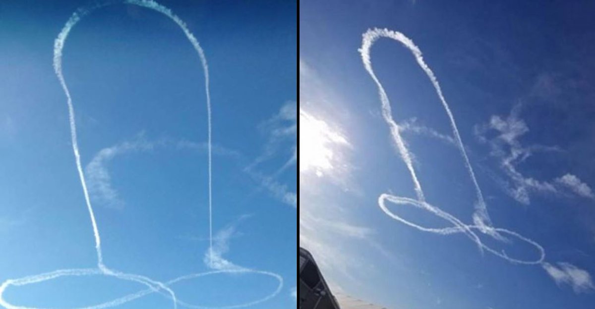 ladbible's tweet photo. Pilot who drew giant penis in the sky is no longer allowed to fly... https://t.co/BuZzuJzG9D https://t.co/ojdgsFlGbl