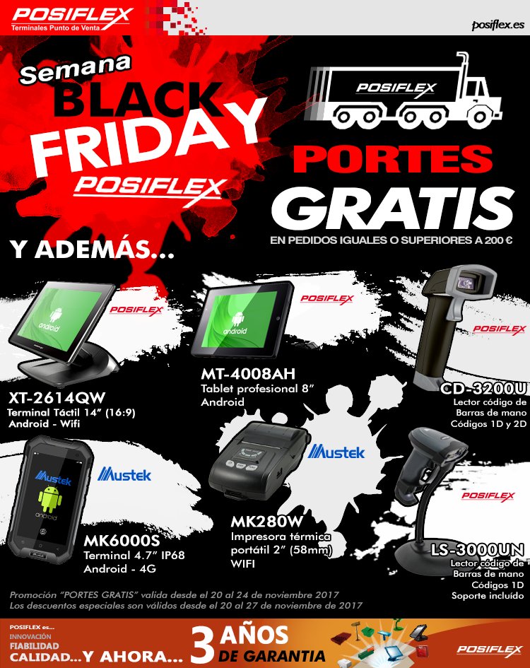 PosiflexTPV's tweet photo. PORTES GRATIS Y GRANDES DESCUENTOS, ES LA SEMANA DEL BLACK FRIDAY EN @PosiflexTPV !!! https://t.co/tFqTto0A0u