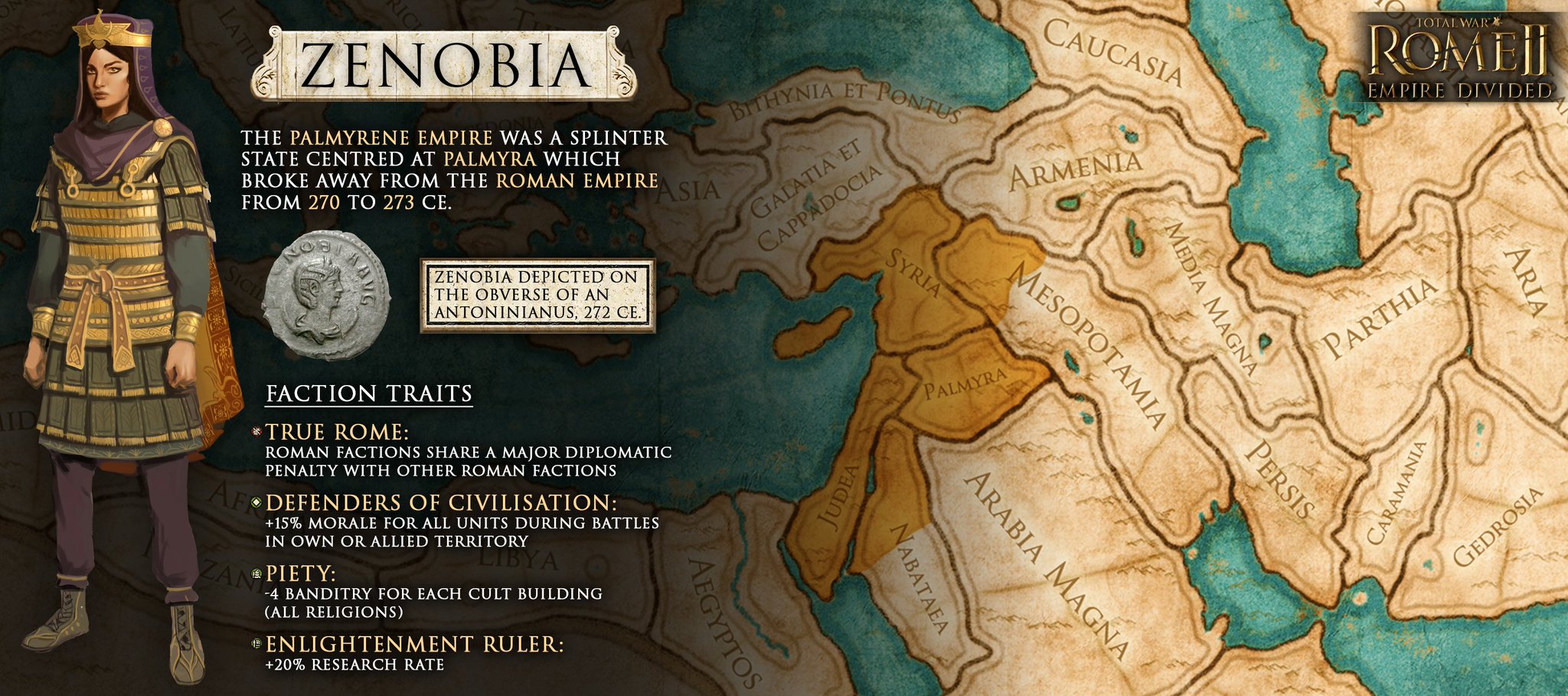 Total War Zenobia Of The Palmyrene Empire Was An Enemy Of Rome In The 3rd Century Ce Find Out More About Her And Rome S Other Enemies T Co 1e7jlucx1e Pre Order Empire